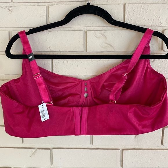 NWT Torrid T-Shirt Unlined Underwire Bra Glossy Mesh Vivacious Pink, Size 46D - Picture 5 of 7